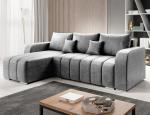 Grey Corner Sofa Bed with Storage Function