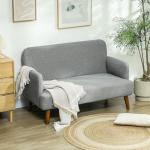 HOMCOM Grey Velvet 2-Seater Sofa Couch