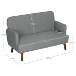 HOMCOM Grey Velvet 2-Seater Sofa Couch
