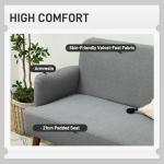 HOMCOM Grey Velvet 2-Seater Sofa Couch