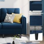 Blue Velvet L-Shaped Sectional Sofa with Ottoman