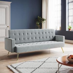 Stylish Grey Velvet 3-Seater Click Clack Sofa