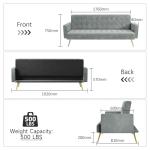 Stylish Grey Velvet 3-Seater Click Clack Sofa