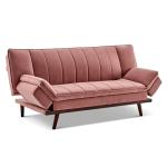 Rose Gold Velvet 3-Seater Sofa Bed