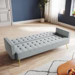 Stylish Grey Velvet 3-Seater Click Clack Sofa