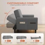 Yaheetech Modern Dark Grey Convertible Sofa Bed