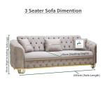 Beige Plush Velvet 2+3 Seater Sofa Set