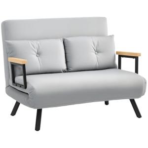 Light Grey Click Clack Sofa Bed with Cushions