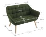 Cozy Green Linen Loveseat Sofa with Wood Legs