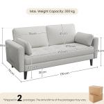Yaheetech 2-Seater Sofa with Storage and Pillows
