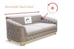 Beige Plush Velvet 2+3 Seater Sofa Set