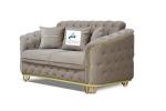 Beige Plush Velvet 2+3 Seater Sofa Set