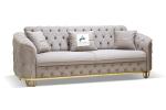 Beige Plush Velvet 2+3 Seater Sofa Set