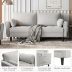 Yaheetech 2-Seater Sofa with Storage and Pillows
