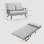 Light Grey Click Clack Sofa Bed with Cushions