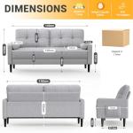 Comfy Modern 2-Seater Sofa with Pillows and Storage