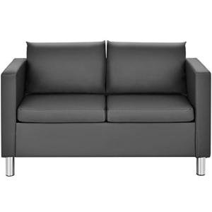 COSTWAY Modern PU Leather Sofa with Pillows
