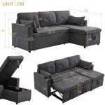 Grey 3-in-1 Convertible Sofa Bed with Storage