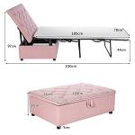 COSTWAY Pink Folding Sofa Bed and Ottoman