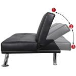 Yaheetech Faux Leather 3-Seater Sofa Bed with Cup Holders