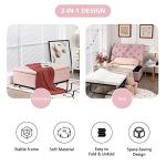 COSTWAY Pink Folding Sofa Bed and Ottoman