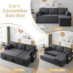Grey 3-in-1 Convertible Sofa Bed with Storage