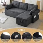 Grey 3-in-1 Convertible Sofa Bed with Storage