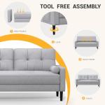 Comfy Modern 2-Seater Sofa with Pillows and Storage