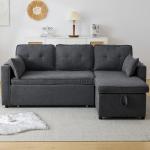 Grey 3-in-1 Convertible Sofa Bed with Storage