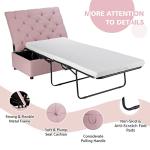 COSTWAY Pink Folding Sofa Bed and Ottoman