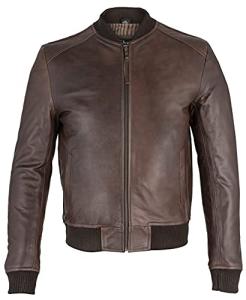 Charlie London Men’s Slim Fit Leather Bomber Jacket