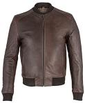 Charlie London Men’s Slim Fit Leather Bomber Jacket