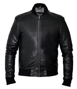 Stylish Slim Fit Leather Bomber Jacket for Men