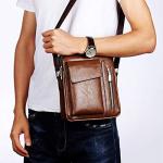 Men's PU Leather Multi-Pocket Crossbody Shoulder Bag