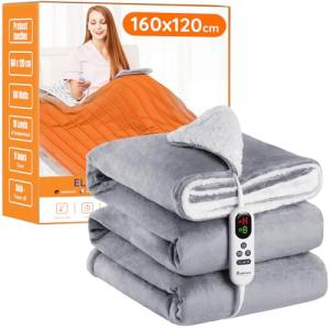 Mia&Coco Heated Flannel Sherpa Blanket Throw