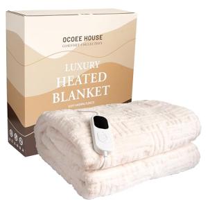 Ocoee Luxury Heated Sherpa Blanket, 6 Heat Settings