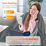 PRANITE Grey Electric Blanket with 6 Heat Settings