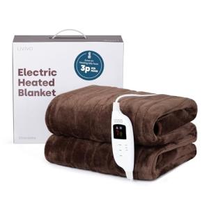 LIVIVO Heated Electric Blanket – Soft Chocolate Fleece