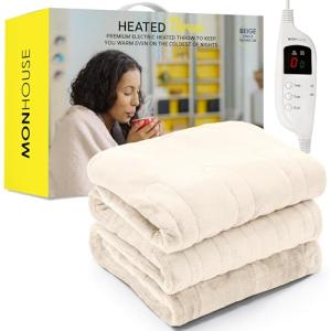 MONHOUSE Heated Electric Blanket with Timer & Controller