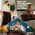 LIVIVO Heated Electric Blanket – Soft Chocolate Fleece