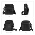 Men's Genuine Leather Crossbody Sling Bag in Black
