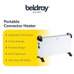 Beldray Portable Convector Heater with Adjustable Thermostat