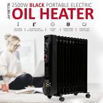 Portable 2500W Oil Filled Radiator Heater, Black