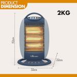 Portable 3-Bar Halogen Room Heater with Safety Features