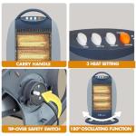 Portable 3-Bar Halogen Room Heater with Safety Features