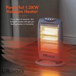 Portable 3-Bar Halogen Room Heater with Safety Features