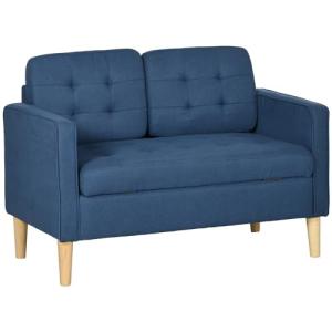 HOMCOM Compact Blue Tufted 2 Seater Sofa