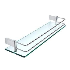 Wall-Mounted Tempered Glass Bathroom Shelf with Rail