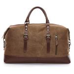 Oversized Canvas Duffel Bag with PU Handle