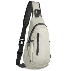 Lightweight Canvas Crossbody Sling Bag - Light Grey
